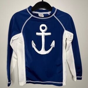 Gymboree Anchors Away Blue And White Long Sleeve Shirt Size 3T with Rashguard